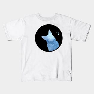 German Shepherd Love - Ocean Blue Silhouette Kids T-Shirt